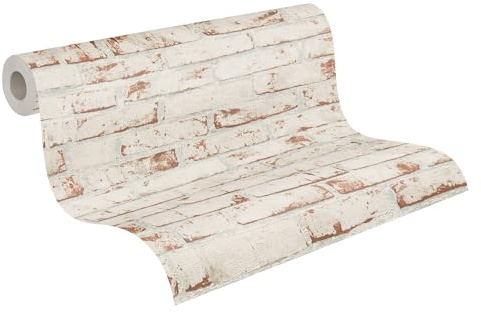 A.S. Création Vliestapete 10,05 m x 0,53 m in urbaner Backstein-Optik - Grau, Beige - Tapete mit 3D-Steinoptik - 907813