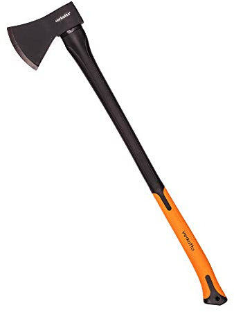Mivos Axt Forstaxt 1600 g mit Glasfaserstiel und Klinge aus Kohlenstoffstahl - Länge: 93 cm - Universalaxt zur Bearbeitung von Holz - Spaltaxt mit Gummiertes Griffende für Garten und Wald