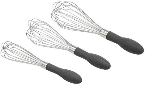 Amazon Basics SchneebesenSet aus Edelstahl, 3 Stück, Grau