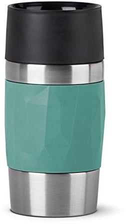 Emsa Travel Mug Compact Thermobecher klein, Isolierbecher 300 ml, 3h heiß, 6h kalt, Kaffeebecher to Go aus Edelstahl, auslaufsicher, spülmaschinengeeignet, 360°-Trinköffnung, grün N21603