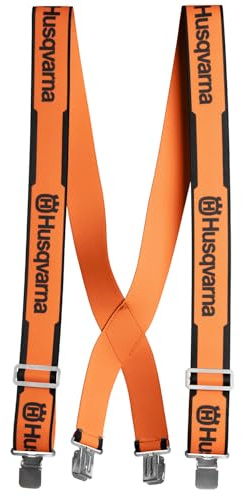Husqvarna Hosenträger mit Metallclips – verstellbare orangefarbene Arbeitshosenträger für Kettensägenhosen, Forst- und Outdoor-Arbeitsbekleidung, mit langlebigem Komfort und sicherem Sitz