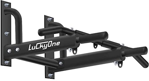 Luckyone Klimmzugstange Wandmontage, 3 Ösen für TRX & Boxsack 6 rutschfeste Griffe, extrem stabil, unzählige Pull Up Übungen, bis 200 kg