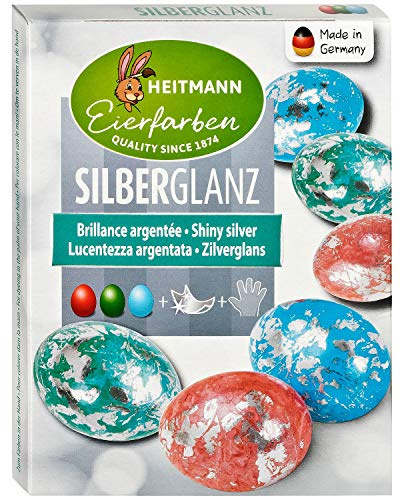 Heitmann Eierfarben, Silberglanz glitzerndes Osternest Blau Grün und Rot Glitzerfolie Kaltfarben, 1 stück