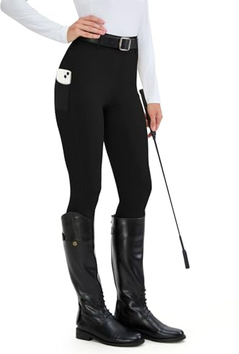 HMILES Damen Reitleggings Silikon Vollbesatz High Waist Elastische Reithose Damen mit Handytasche Gürtelschlaufen