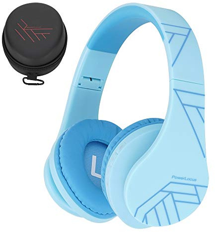 PowerLocus P2 Bluetooth-Kopfhörer für Kinder, mit begrenzter Lautstärke auf 85 dB, kabellose und kabelgebundene Kopfhörer, faltbar und verstellbar, bequem, mit integriertem Mikrofon, Micro-SD-Slot