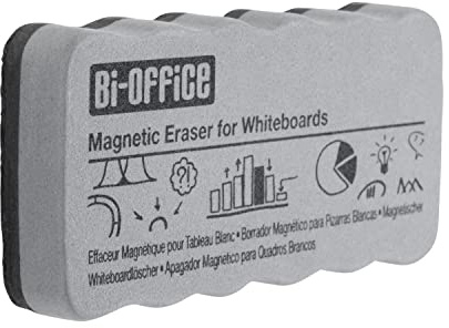 Bi-Office Whiteboard Schwamm, Tafellöscher für Trockenreinigung auf glatten Oberflächen, Magnetisch, Grau, Sehr Leicht, AA0105 11x6x2
