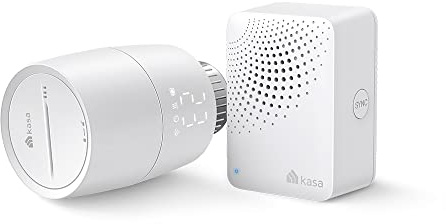 TP-Link Kasa smartes Heizkörperthermostat - WiFi Starter Kit, inklusive 1 Thermostat und 1 Hub, Heizungssteuerung (Kasa App, Geofencing, Fensteröffnungserkennung), Matter, Alexa