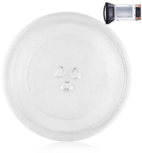 WinGluge Mikrowellenteller Glas 24,5 cm, Mikrowelle Mikrowellen Teller, Drehteller Glasteller Mikrowelle Zubehör, Ersatz Drehteller Y-Förmiger, Nicht kompatibel mit Whirlpool, Samsung und Toshiba