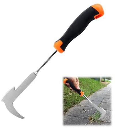 ROSYLEVE Unkrautstecher mit Stiel 34cm Manueller Edelstahl Unkrautentferner | Unkraut Entferner Gerät Gartenschaufel Gartengeräte Weeding Tool zum Entfernen von Moos und Unkraut in Pflastersteinfugen
