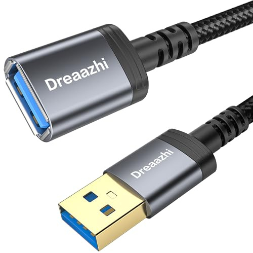 Dreaazhi USB3.0 Verlängerungs Kabel 1M, 5Gbps Typ A Stecker anf Buchse Verlängerungskabel geflochten Kompatibel mit USB Tastaturen, Mäusen, Xbox, Flash Drives, Festplatten, Druckern etc.