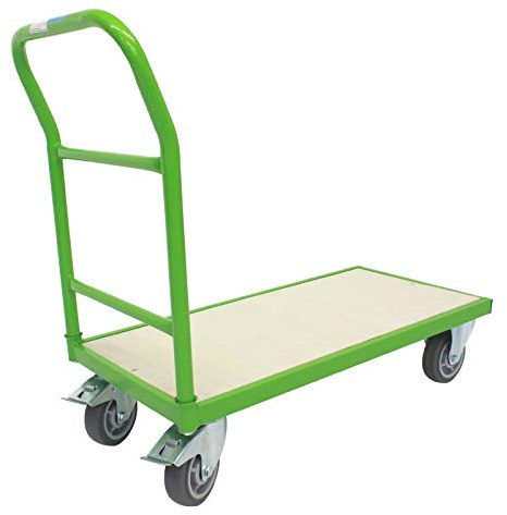 TRUTZHOLM Plattformwagen mit Feststellbremsen | 500 kg | 100 x 52 x 95 cm | Transportwagen Griff abnehmbar | Handwagen Magazinwagen Wagen