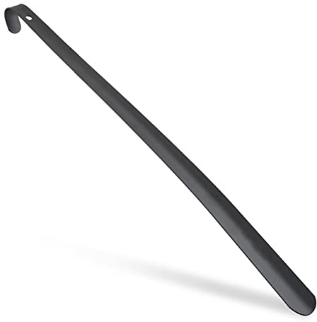 Relaxdays Schuhlöffel Metall, komfortabel, stabil, 60 cm lang, großer Schuhanzieher, zum Aufhängen, mit Griff, schwarz