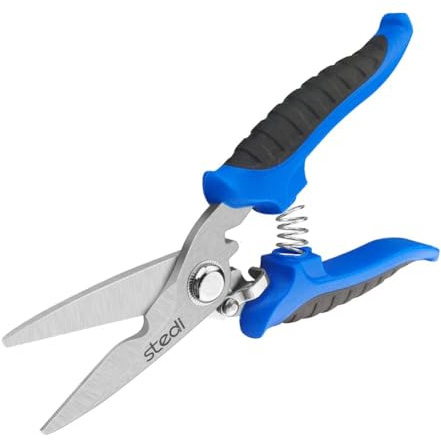 stedi Mehrzweckschere mit feiner Zahnung für hohe Beanspruchung, blau | Einfach zu schneidende Kabelkerbe, Isolierung, rutschfester, komfortabler Griff, schneidet Drähte, Karton, weiche Kabel