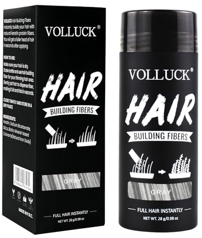 VOLLUCK Streuhaar zur Haarverdichtung, Langanhaltend Hair Fiber Frauen Männer, Natürlich Haarprodukte fur Haarausfall 28 g (Grau)
