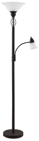 Lucande Stehlampe Dunja (Landhaus, Vintage Rustikal) in Braun aus Metall (2 flammig E27) - Deckenfluter Stehleuchte Floor Lamp Standleuchte Wohnzimmerlampe Wohnzimmerleuchte