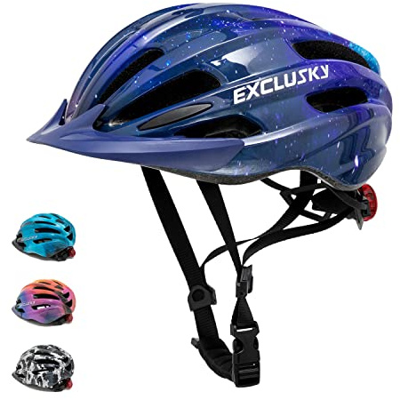 Exclusky Kinder-Fahrradhelm für Jungen und Mädchen, verstellbar, Kinder-Fahrradhelm, 50–57 cm, Multisport-Kinderhelm, Alter 5–7–9–10–12, Fahrradhelm für Kinder mit Visier