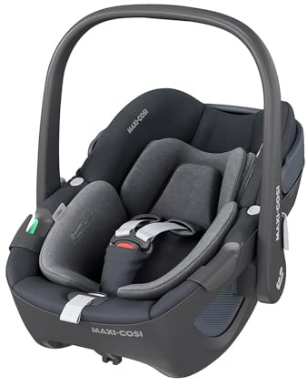 Maxi-Cosi Pebble 360 i-Size Babyschale Drehbar, Neugeborenen Autositz 360 Grad, 0–15 Monate (40–83 cm), Drehung mit einer, ClimaFlow, Easy-In-Gurt, G-CELL Seitenaufprallschutz, Essential Graphite