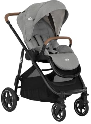 Joie versatrax™ 4-in-1 Kinderwagen, ab Geburt bis 22 kg, Pebble | 4-in-1 Kinderwagen mit Liegefunktion, Einhand-Faltung, Vollfederung, verstellbarem Schieber und Travel-System-Kompatibilität.