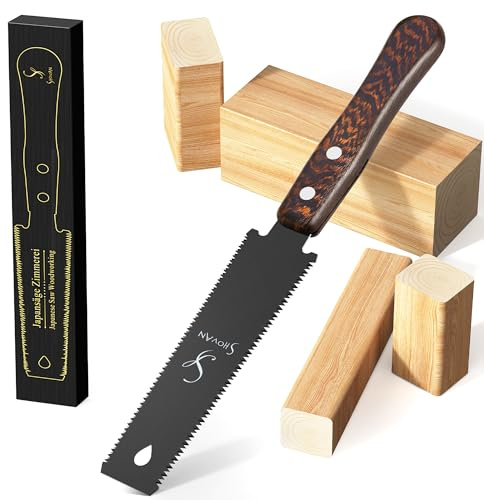 Japansäge Ryoba Klein Saw mit Doppelverzahnung 12/17 TPI, Handsäge Holzsäge – 0,6 mm Dünnes Stabil Sägeblatt Feinsäge für Heimwerken Tischler Werkzeug - Hähnchenflügel Holz Griff