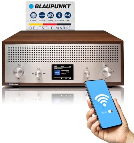 Blaupunkt Verona RXD 190 walnuss, DAB+ Radio Retro Design, Küchenradio mit Bluetooth 5.0, UKW Digitalradio in Holzoptik & Farbdisplay, AUX-In, USB Ladefunktion, 15 W RMS