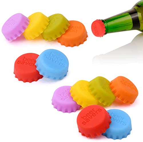 Vicloon Flaschenverschluss Bunt, 12 Stücke Flaschen Deckel Verschluss, Wiederverwendbare Silikon Kronkorken, 6 Farben, Siegel Flaschen Verschluss für Bier, Glasflaschen