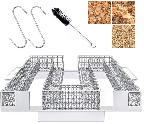 DIAOCARE Kaltrauchgenerator, Kaltrauch Kaltraucherzeuger Edelstahl für Räucherofen Cold Smoke Generator mit Bürste + Haken, Food Smoker für Kugelgrill BBQ (22,5x21x4cm)