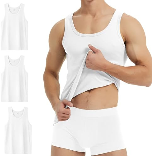 YouShow Unterhemd Herren Weiss Tank Top Gekämmte Baumwolle 3er Pack Business Classic ärmellos XL