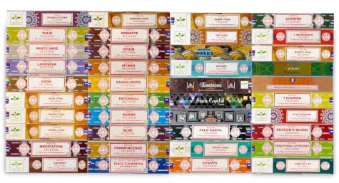 Satya Nag Champa Räucherstäbchen sortiert, 12 Packungen Räucherstäbchen x 15 g | Für Meditation, Yoga, Heilung, Aromatherapie, Entspannung, Spiritualität |
