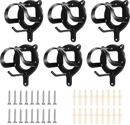 TAZZOR Trensenhalter für Pferde, Reitstall, Sattelkammer, 6er Set Trensenhalter Schwarz aus Metall, Pferdezaumhaken mit Expansionsröhrchen und Schrauben für Hilfszügel, Führstricke, Seile und Gurte