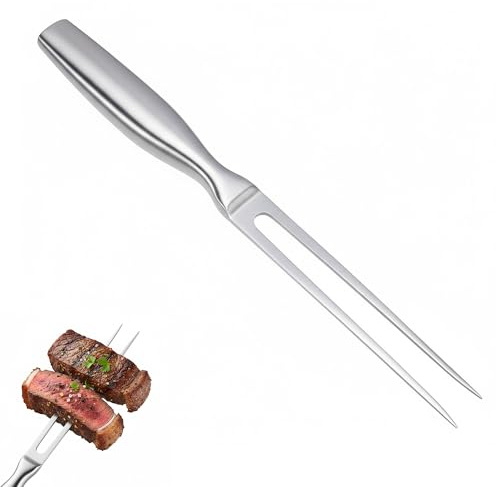Fleischgabel Edelstahl, 27CM Grillgabel Tranchiergabel Gerade Bratengabel | Edelstahl Hart Rostfreier Fleischgabel Groß für Putenhähnchen Schweinefleisch BBQ