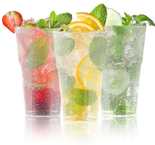 AOLUXLM 50 Stück Becher Set Mehrweg Becher, Wiederverwendbare Partybecher 400 ML Trinkbecher für Getränkepartys, Geburtstag, Hochzeit
