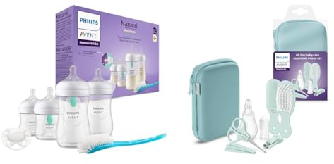 Philips Avent Babyflaschen mit AirFree Ventil & Avent Babypflege-Set – Starter-Set mit 9 Zubehörteilen