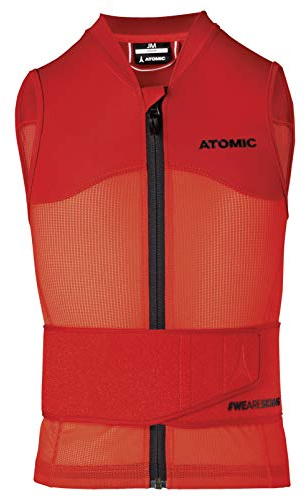 Atomic Live Shield Vest Jr I Größe S I Ski-Schutzweste für Kinder I Ski-Weste mit Hüftgürtel I Elastische Ski-Schutzkleidung aus 4-Wege-Stretch Lycra & Mesh I Atmungsaktive Protektorweste