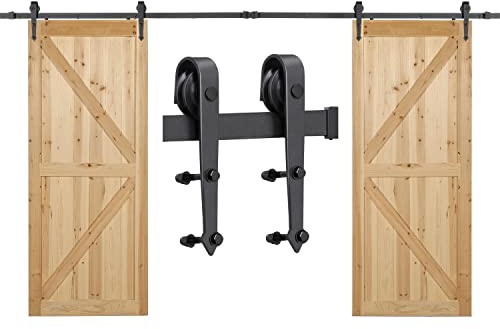 Yaheetech 366cm Schiebetürbeschlag Set Schiebetürsystem Laufschiene für Schiebetür mit Abstandshalter Montage-Set
