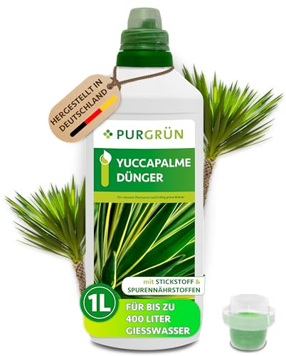 Purgrün® Yuccapalme-Dünger 1 Liter – Schnelles Wachstum dank Stickstoff – Premium-Flüssigdünger mit Spurennährstoffen – Stärkt die Widerstandskraft – Ergiebiges Konzentrat für 400 Liter Gießwasser