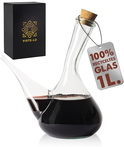 Artisan Glas Weinkrug. Weinausgießer aus Glas 1000 ml. Kristall porron. weinausschenker spender dekanter, Wein, Öl und Bierspender 1 l. Handgefertigt. 100% Recyceltes Glas. (1000 ML)