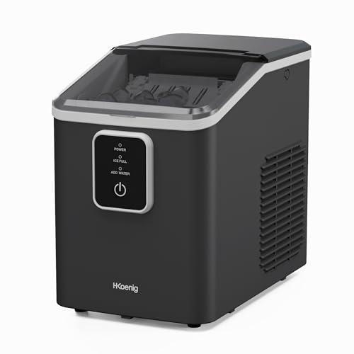 H.Koenig Eiswürfelmaschine KUB12 – 12 kg in 24 Stunden, tragbar, kompakt, leise, 1 l, Eiswürfel in 6 Minuten, Eisschaufel