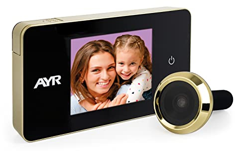 Digitaler Türspion AYR 756, Mattes Nickel-Finish, poliertes Messing. | Türspion, Nickel, Messing, TFT-LCD-Display, 6,6 cm (2,6 Zoll), Türen 38-110 mm, 2 AAA-Batterien, 105° Sicht