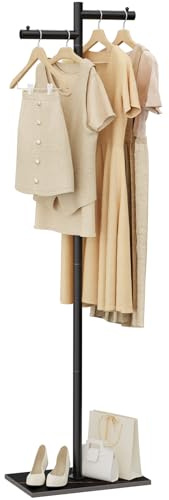ENUMAIL Metall Freistehend Garderobenständer, Jackenständer für Kleidung, Garderobe mit NatüRliche Stabile Felsbasis, 175cm Modern kleiderständer Passend für EingäNge, Korridore, Hallen, Schwarz