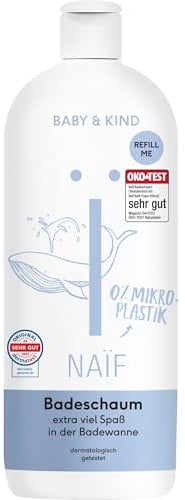 Naïf - Pflegender Badeschaum für Babys & Kinder - Mit natürlichen Inhaltsstoffen - für empfindliche Babyhaut - 0% Mikroplastik/Mineralöl - 0% SLES - Dermatologisch getestet - vegan - 350ml
