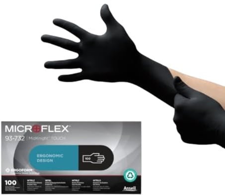 Ansell Microflex 93-732, Vielseitige Nitrilhandschuhe, Einweghandschuhe für präzise Handhabung, Arbeitshandschuhe für mechanische Aufgaben, Latexfrei, Puderfreie Einmalhandschuhe, 100 Stück, Gr. M
