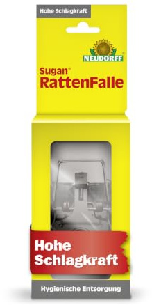Neudorff Sugan RattenFalle – Wiederverwendbare Schlagfalle mit hoher Schlagkraft zur effektiven Rattenbekämpfung. Für Innen und Außen, giftfrei, 1 Stück