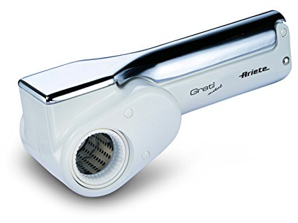 Ariete Gratì Metal 44, Kabellose Elektrische Käsereibe, 2 Edelstahlwalzen Inklusive, 1 kg Käse mit einer Akku-Aufladung, Reibe für Verschiedene Zutaten, 1500mAh, Weiß