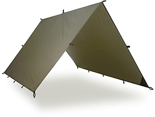 AquaQuest Guide wasserdichte Campingplane - Ultraleichter Biwak-Unterschlupf oder Regenschutz - Wandern, Hängematte & Überleben, 3 x 2 m Olivgrün
