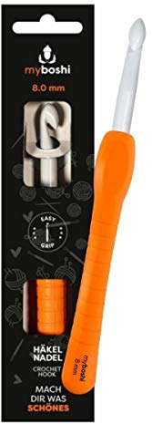 myboshi Häkelnadel mit ergonomischem Easy-Grip-Griff, in 12 verschiedenen Stärken, für ermüdende oder schmerzende Hände, Grau, 8mm