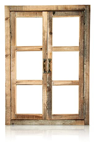 Blümelhuber Deko Vintage Stallfenster im Landhausstil mit Rahmen und 2 Fensterflügeln - Deko Fenster zum Hängen ohne Glas