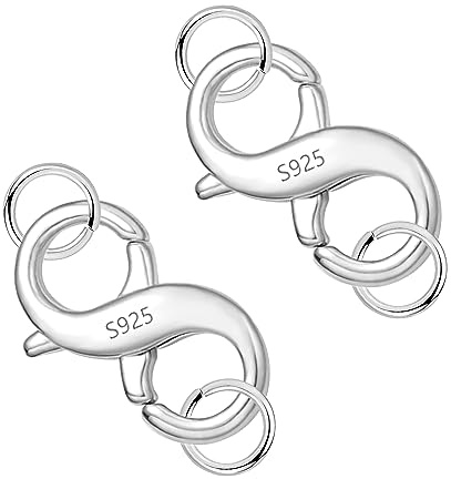 2Stück Silber Schmuckverschluss Doppel Kettenverschluss Mit Sprung Ringe | Doppel Schmuckverschluss Groß Hummerschere Karabinerverschluss Ketten Halskette Armband Verbinder Schmuckherstellung Zubehör
