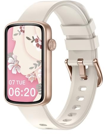 Smartwatch Damen 1.47'' Schmal Fitnessuhr mit Herzfrequenz SpO2 Schlafüberwachung Schrittzähler Kalorienzähler Menstruationszyklus Anruf Whatsapp Mitteilungen Fitness Tracker für Android iOS