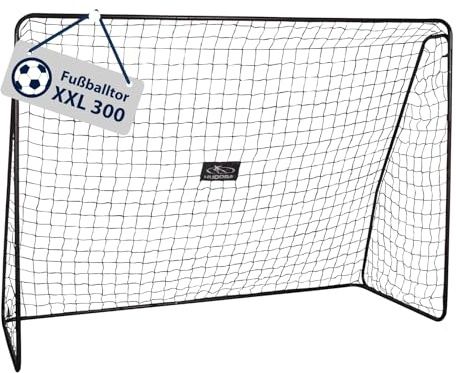 HUDORA Fußballtor XXL - großes Fußballtor für Kinder & Erwachsene - wetterfestes & standfestes Fußballtor mit engmaschigem Netz für Zuhause - Hochwertige Outdoor Torwand für Freizeit & Training