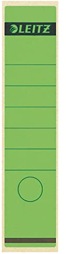 Leitz Rückenschild selbstklebend für Standard- und Hartpappe-Ordner, 10 Stück, 80 mm Rückenbreite, Langes und breites Format, 62 x 285 mm, Papier, grün, 16400055